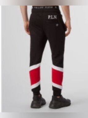 Philipp Plein Black Red & White Colorblock Jogger size medium brand new